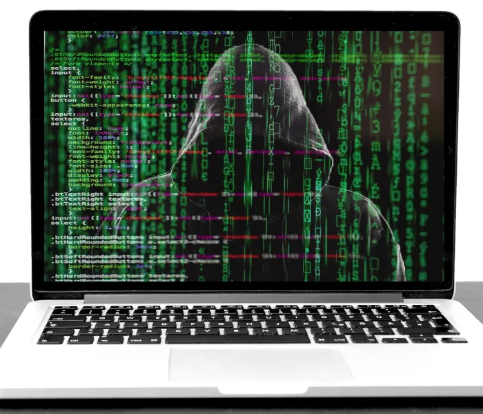 Cybersecurity illustration featuring a laptop